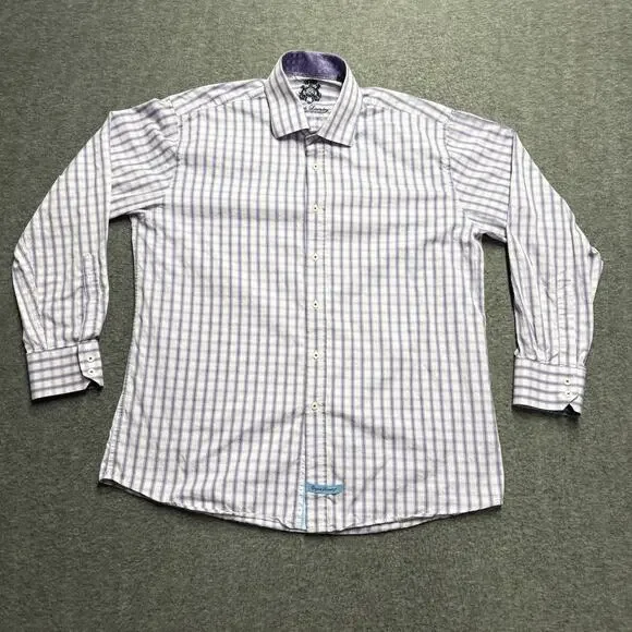 Lot of 4 English Laundry Dress Shirt Men's 17 34/35 Purple Blue Flip Cuff Logo - Picture 2 of 16